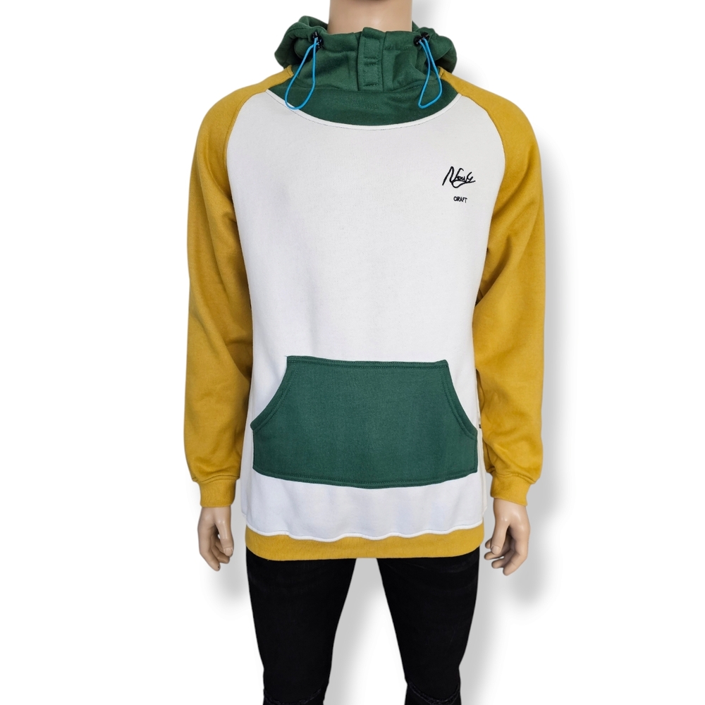 Zaful Colorblock Pullover Drawstring High Collar Pocket Hoodie Size XL